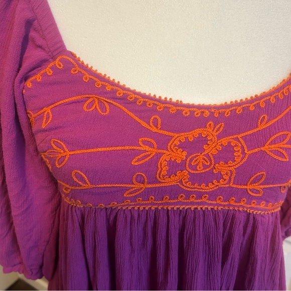 Free people embroidered Purple Maxi long Dress - Picture 5 of 7